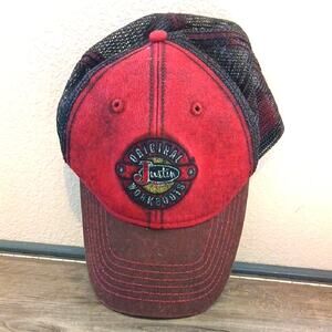Justin Original Workboots Red Trucker Mesh Snapback Hat